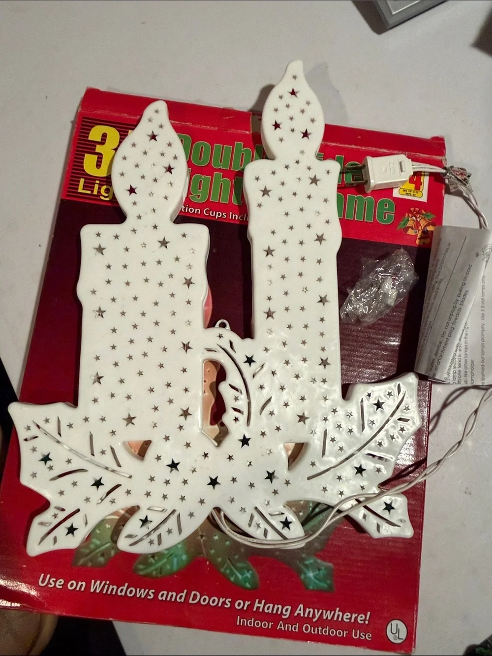Vintage 14” Colorful Light Up Plastic Candle Christmas Holiday Window Display